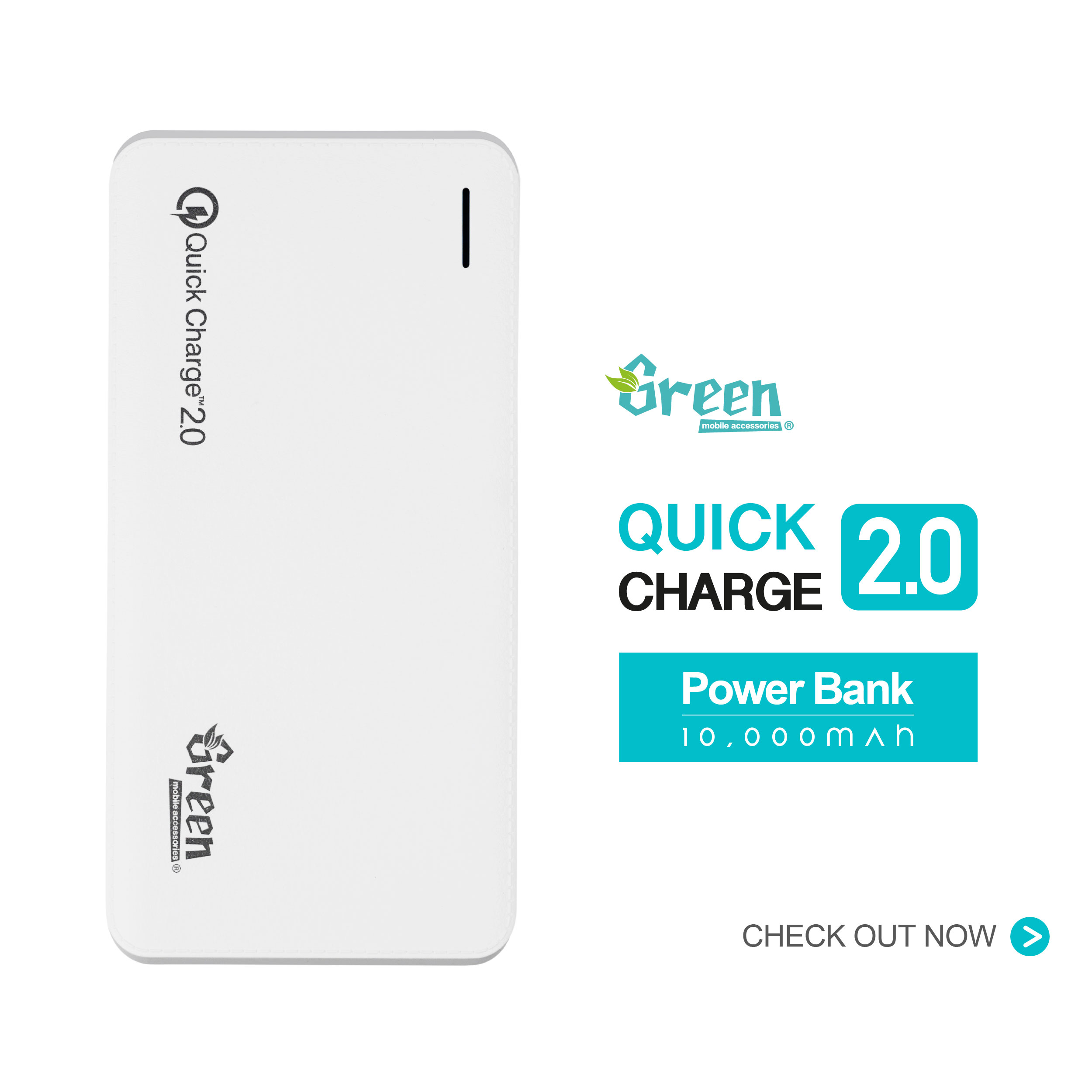Quick Charge 2.0 10,000mAh 2 USB Port | Power Bank GR-PBQC100