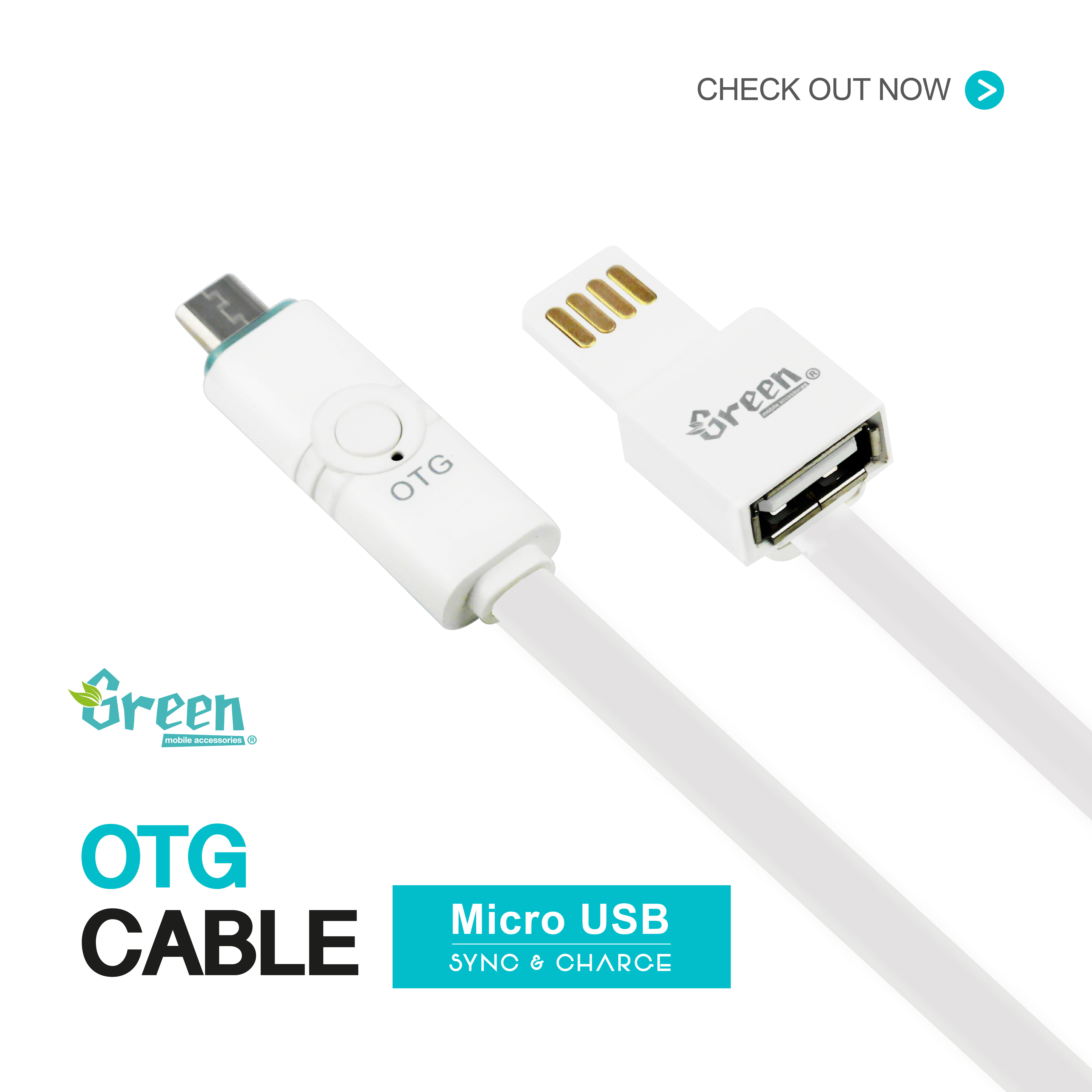 Flat Cord Micro USB 2.0 OTG Cable | Rapid Charge & Sync Data GR-USB-OTG