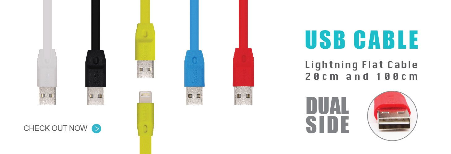 20cm / 100cm Flat Cord Dual Side Plugable USB | Lightning USB Cable | Rapid Charge & Sync Data