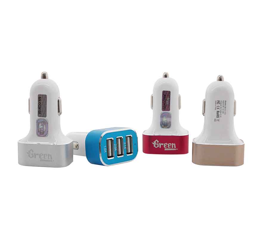 25.5W 3 USB Port 5.1A | Car Charger (White) GR-CC-510