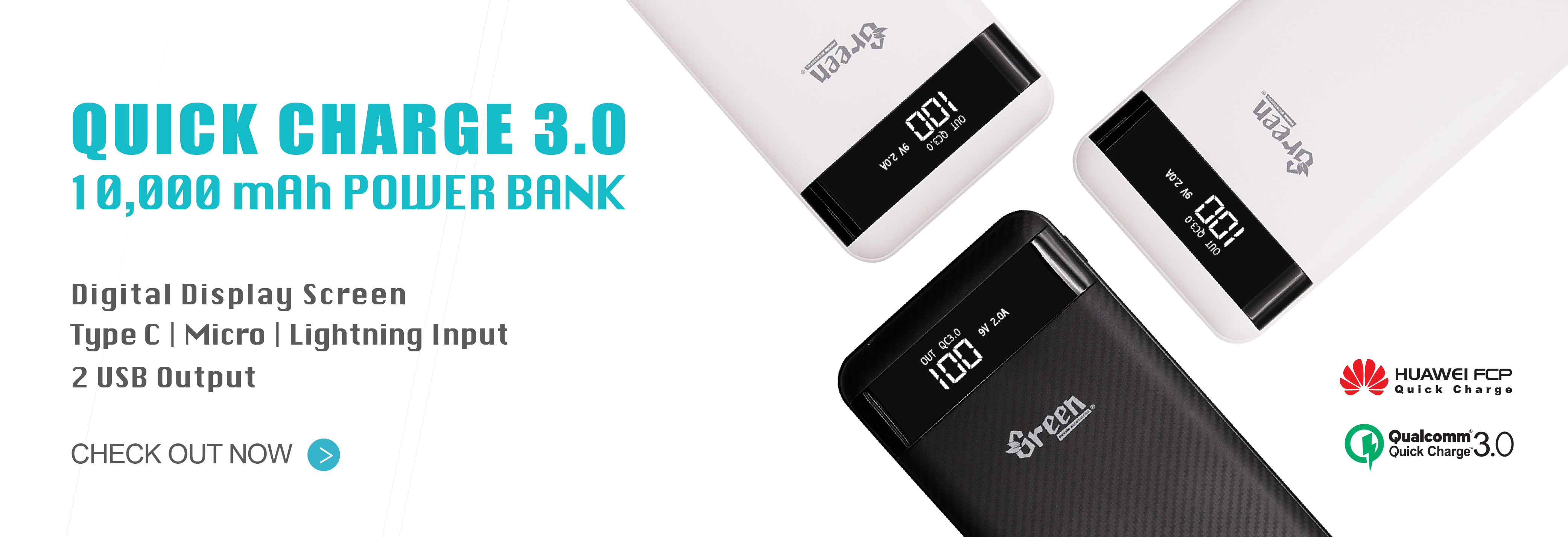 Quick Charge 3.0 10,000mAh 2 USB Port | Power Bank GR-PBQC200