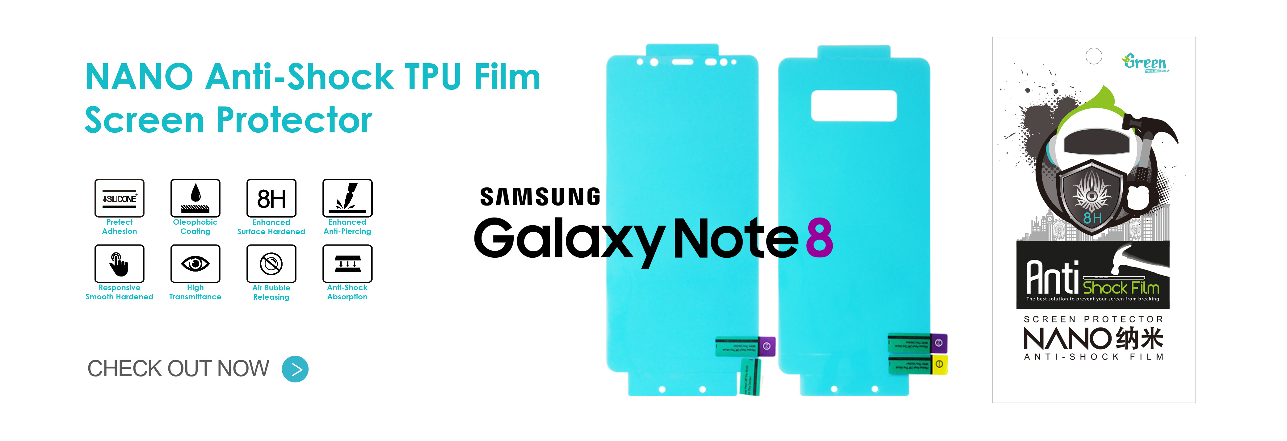 Samsung Galaxy Note 8 N950F | Nano Clear Full Cover Anti-Shock TPU Film Screen Protector